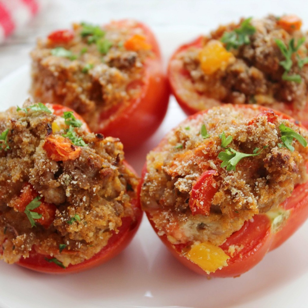 chop pork no baked egg recipes Liz Baked Life Stuffed Pork  Tomatoes Love Ground