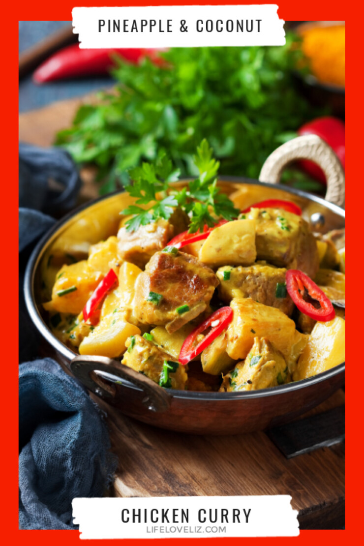 Pineapple & Coconut Chicken Curry marries creamy coconut curry base with the sweetness of pineapples for a curry dish that is out of this world.