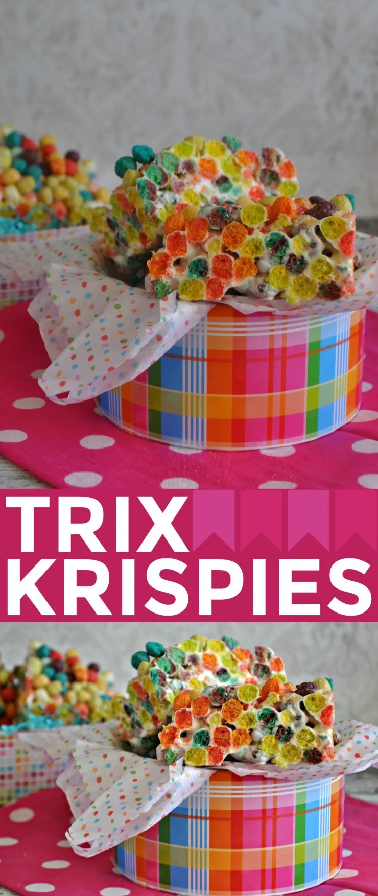 This Trix Krispies Recipe results in fun and vibrant cereal treat bars that are full of flavours kids are sure to enjoy! Fun Easter Dessert idea!