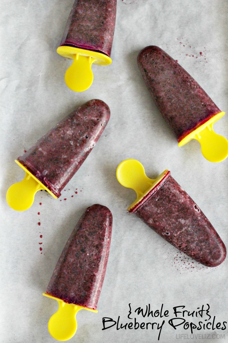 {Whole Fruit} Blueberry Popsicles are a wholesome summer frozen dessert perfect for kids anytime of day. These are even great for breakfast!