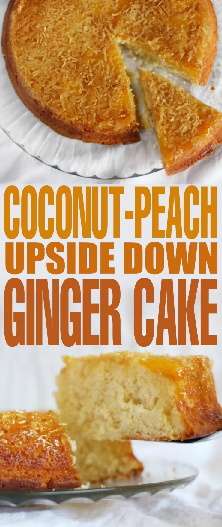 This Coconut-Peach Upside Down Ginger Cake is a scrumptuous summer dessert recipe that will have everyone coming back for more!