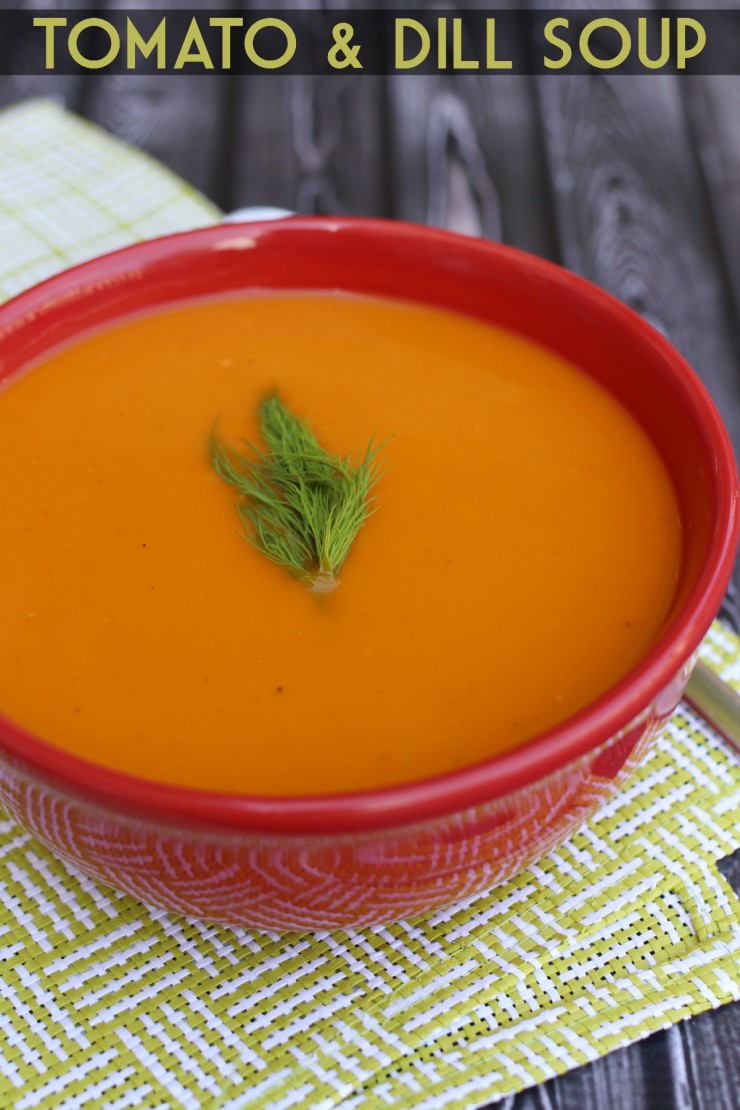 This Tomato & Dill Soup recipe pairs well with grilled cheese sandwiches for a garden fresh lunch!