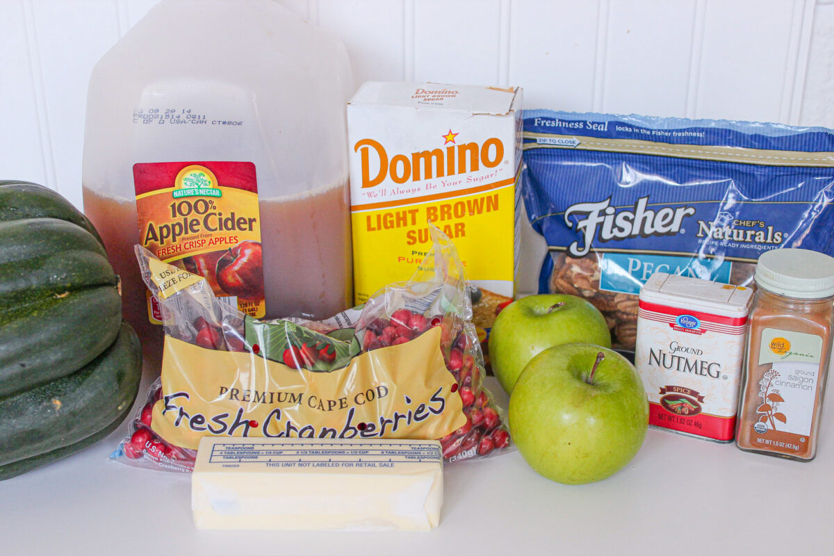 Ingredients for Cranberry Apple Acorn Squash.