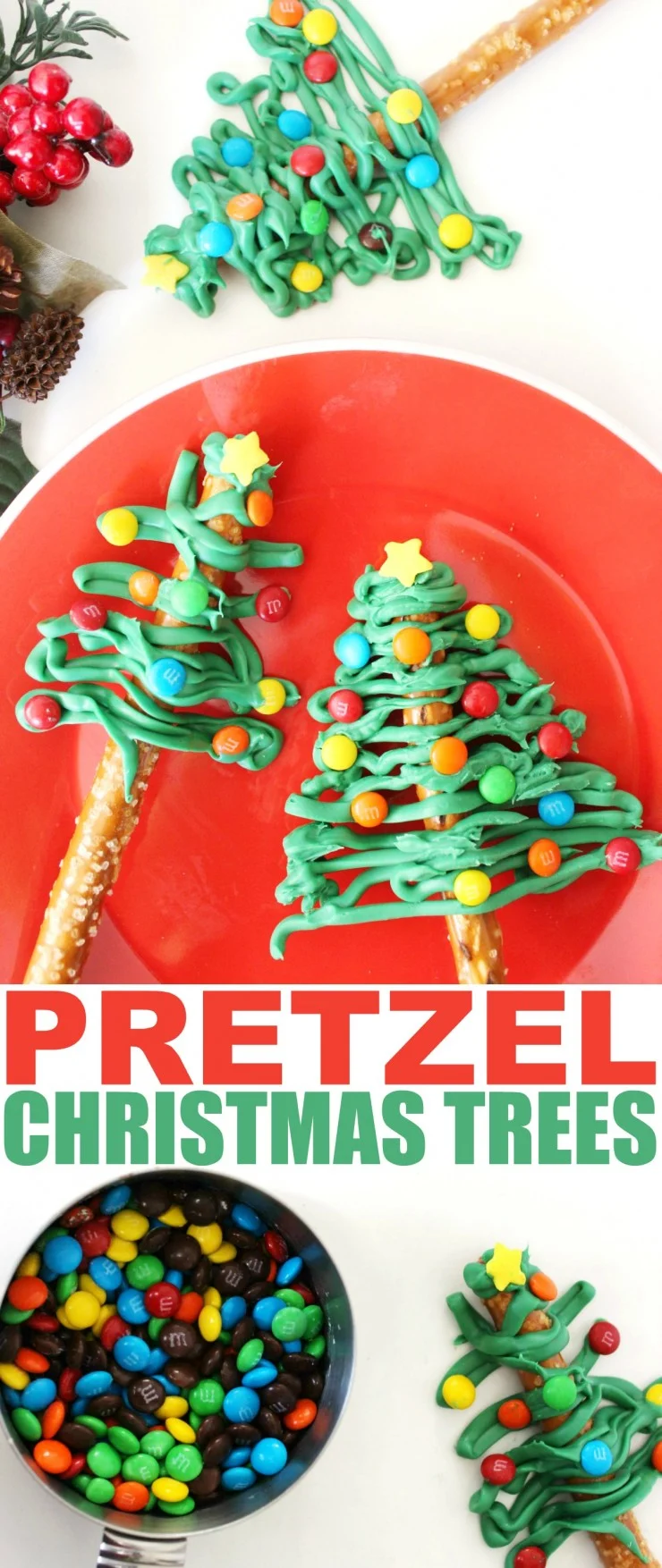 These Pretzel Christmas Trees make a simple and easy to make treat that look far more complicated than they really are. This of course makes them the perfect treat to impress your holiday party guests with!