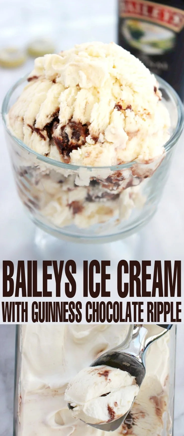 Baileys Ice Cream with Guinness Chocolate Ripple is an indulgent homemade summer or St. Patrick's day dessert for adults!