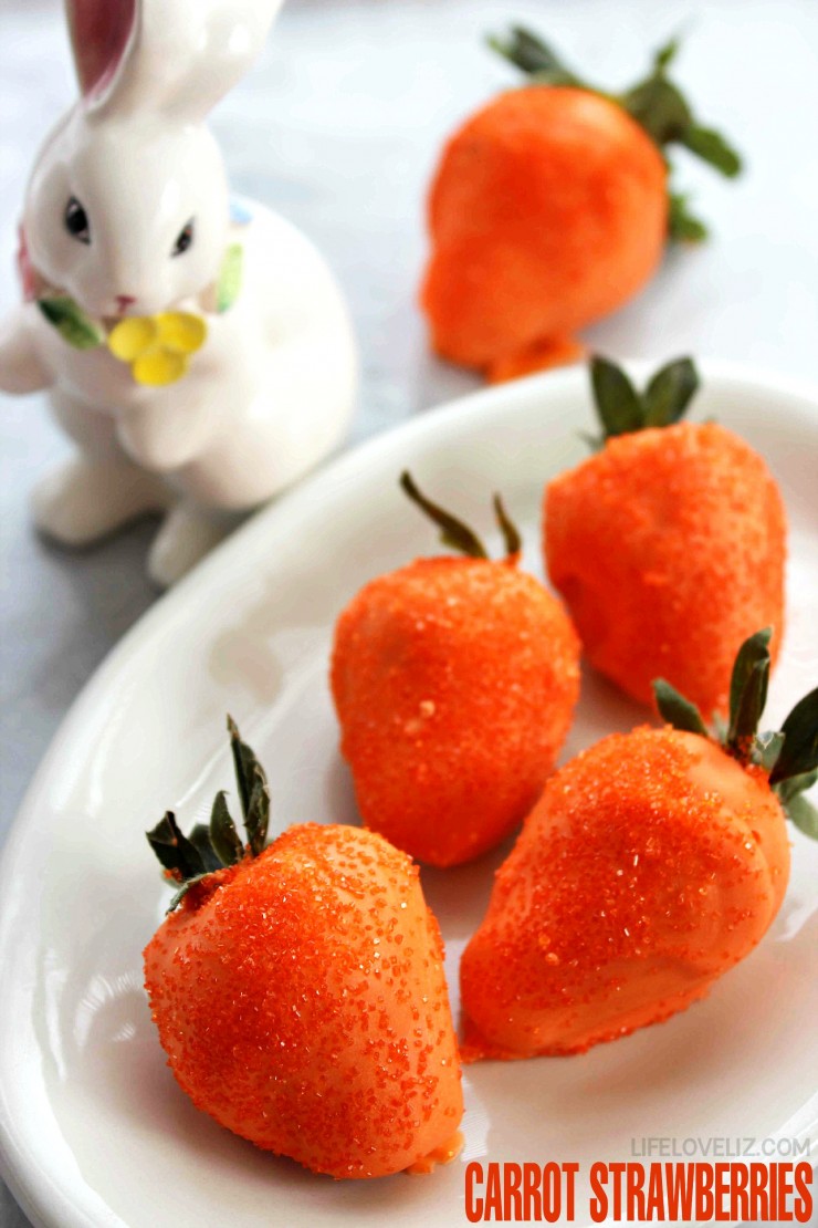 Carrot Strawberries are a super cute twist on chocolate covered strawberries that make them perfect for Easter Dessert!