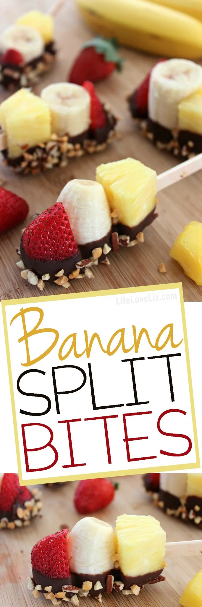 These Banana Split Bites are a healthy dessert or a fun after school snack for kids that is full of fruity flavour! 