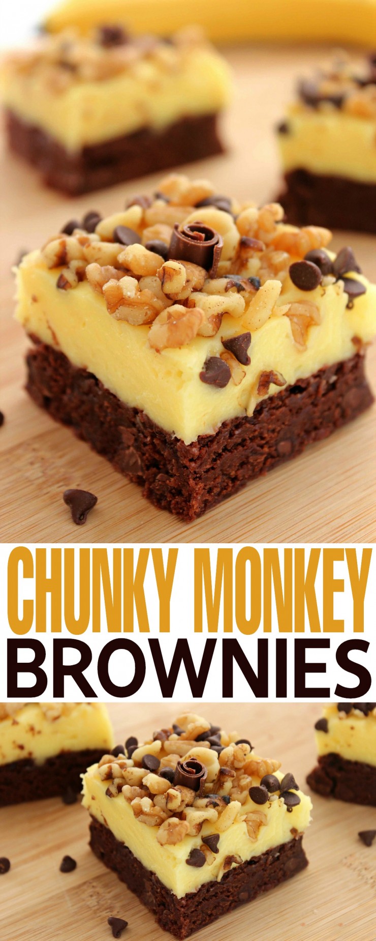 These Chunky Monkey Brownies are a perfect treat with chocolate, banana and walnuts coming together for one amazing dessert!