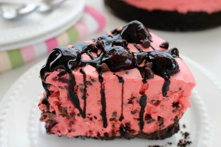 This Oreo Cherry Chocolate Chip No Bake Cheesecake is a decadent dessert recipe that is actually super easy to whip up.