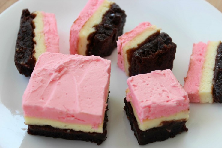 These Neapolitan Brownie Cheesecake Bars are a pretty and delicious dessert recipe!