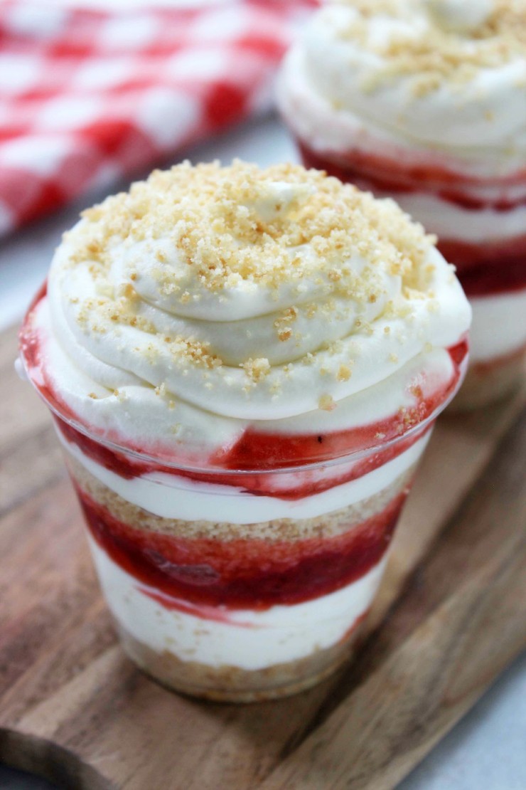 This Strawberry Cheesecake Trifle is an easy, no fuss, summer dessert perfect for serving at summer parties!