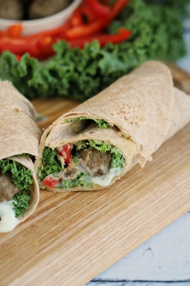 This Mediterranean Meatball Wrap uses leftover meatballs to create a delicious and healthy sandwich alternative for lunch!