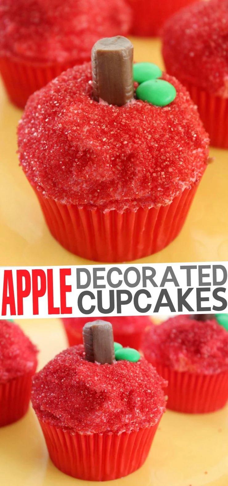 These Apple Decorated Cupcakes are an absolutely adorable back to school teacher appreciation gift or for a fun autumn party!