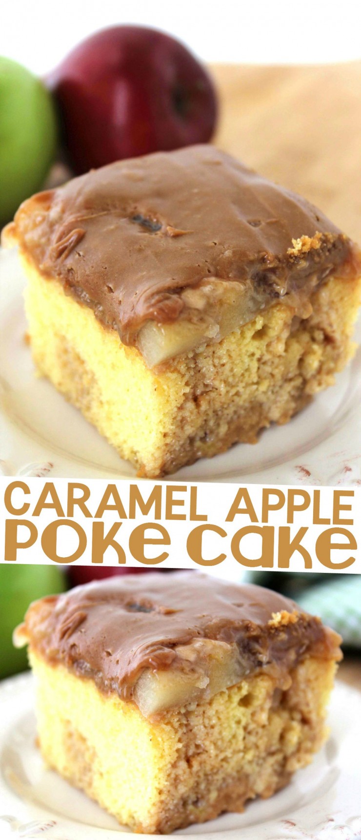 This Caramel Apple Poke Cake is a perfect autumn dessert recipe!