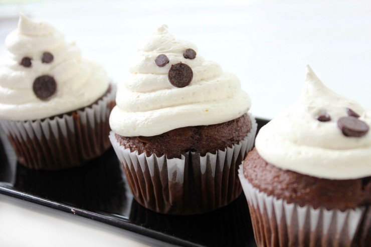 Ghost Cupcakes with Marshmallow Buttercream Frosting