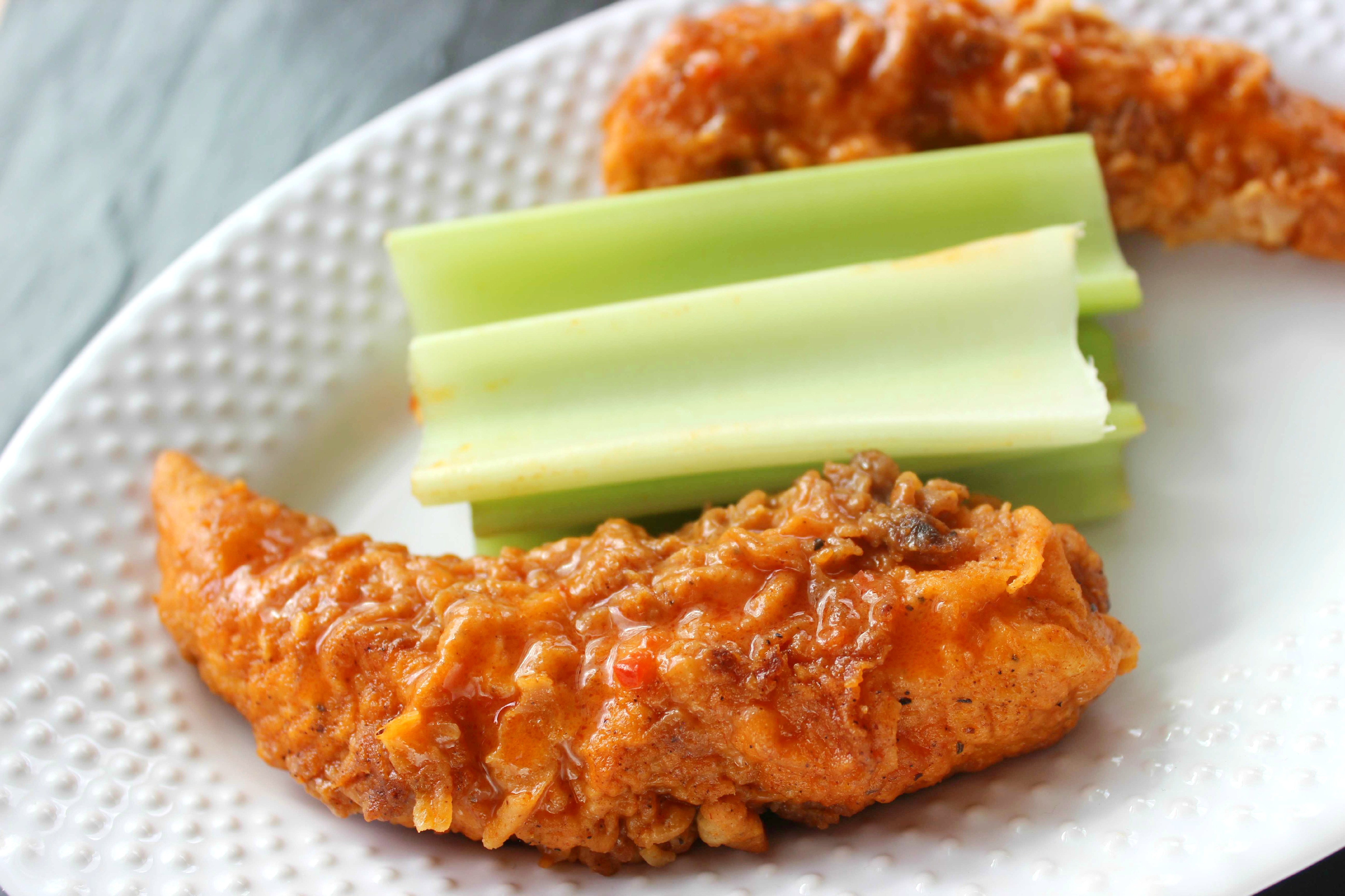 These Buffalo Chicken Strips are an addictive party appetizer recipe or even great as part of a meal.