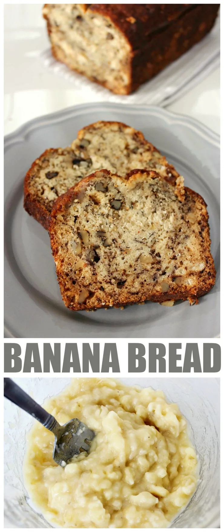 Banana bread is a great way to use up over-ripe bananas and this recipe is seriously simple and you can’t go wrong with that!