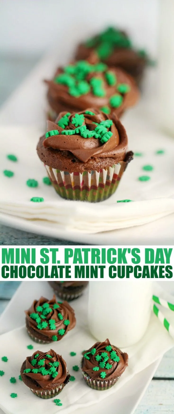 Mini St. Patrick's Day Chocolate Mint Cupcakes