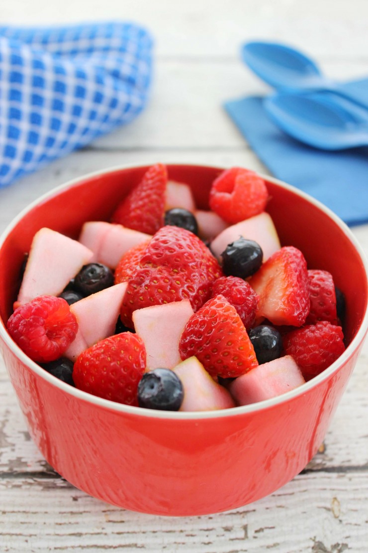 If you are planning a patriotic celebration for memorial day or the 4th of July, consider serving up this delicious patriotic fruit salad. 