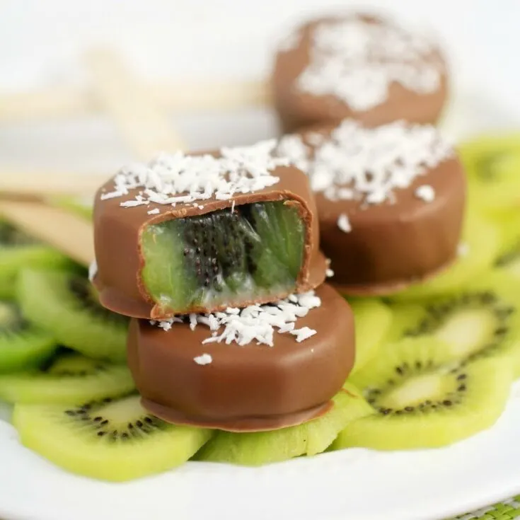 Chocolate Covered Kiwi Pops