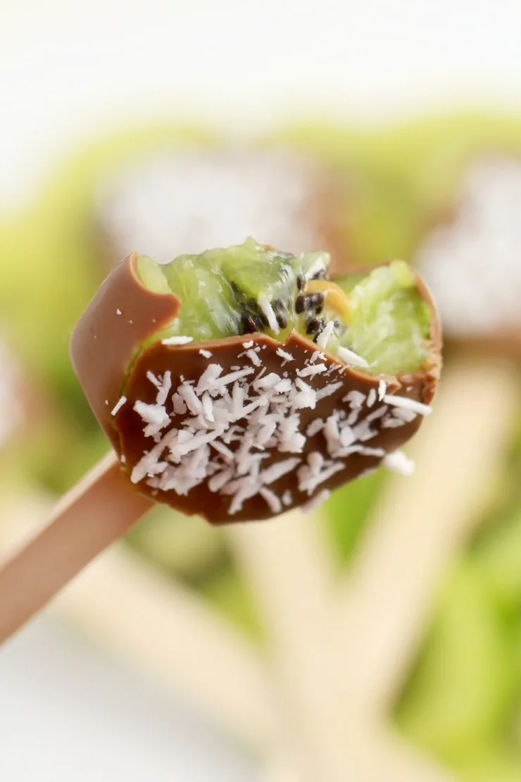 These Chocolate Covered Kiwi Pops are a cool summer treat that are easy to make and incredibly delicious!
