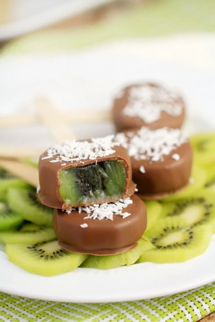 These Chocolate Covered Kiwi Pops are a cool summer treat that are easy to make and incredibly delicious!