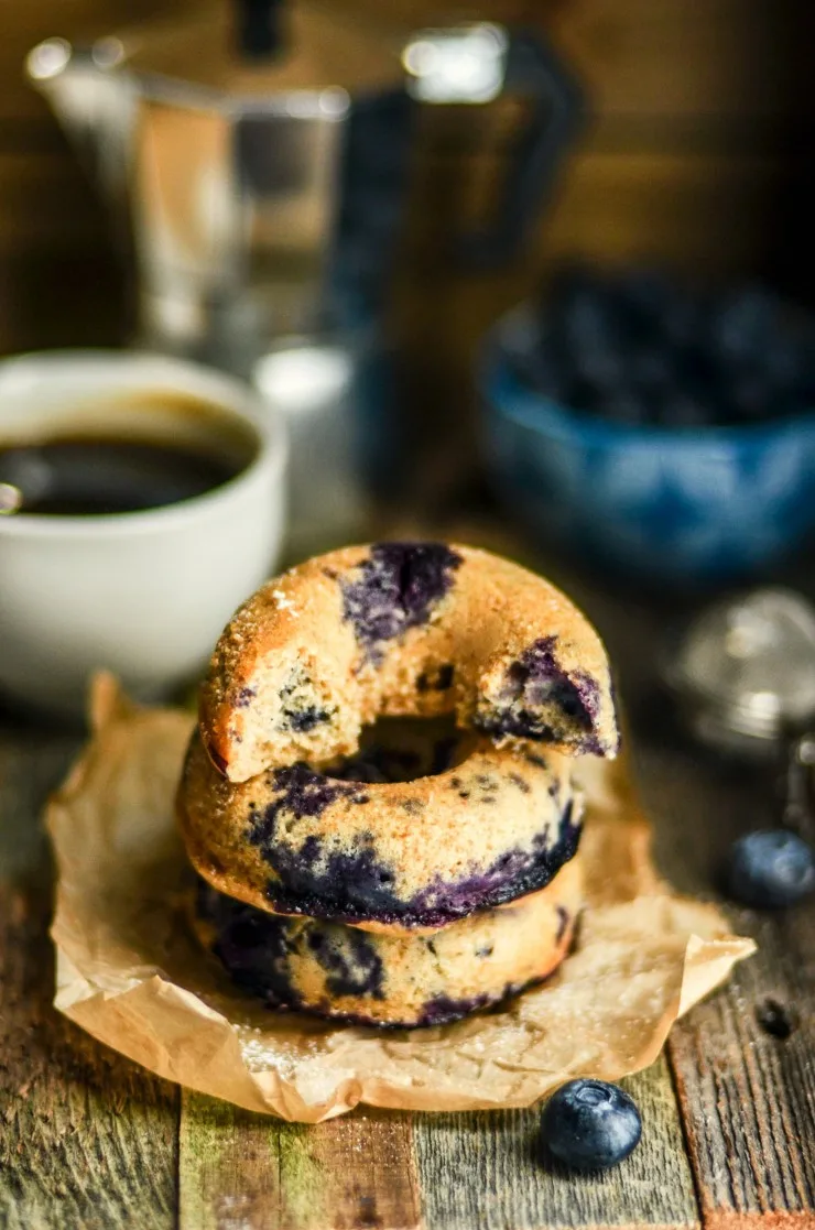 These Whole Wheat Baked Blueberry Doughnuts are delicious for breakfast with a hot mug of coffee. You will feel great knowing you are enjoying a healthier version of this classic favourite.