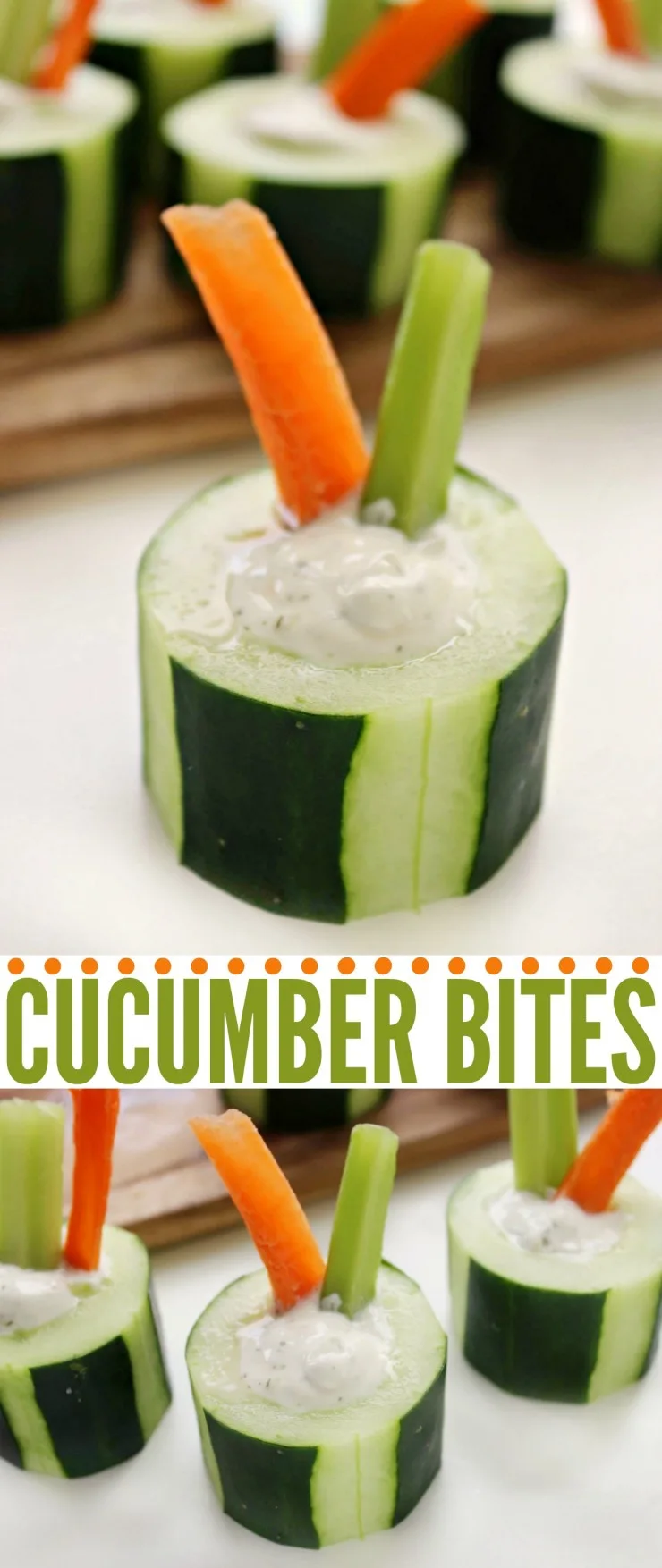 These Cucumber Bites are a fresh appetizer perfect for serving at parties. It's a fun twist on veggies and dip that everyone will love.