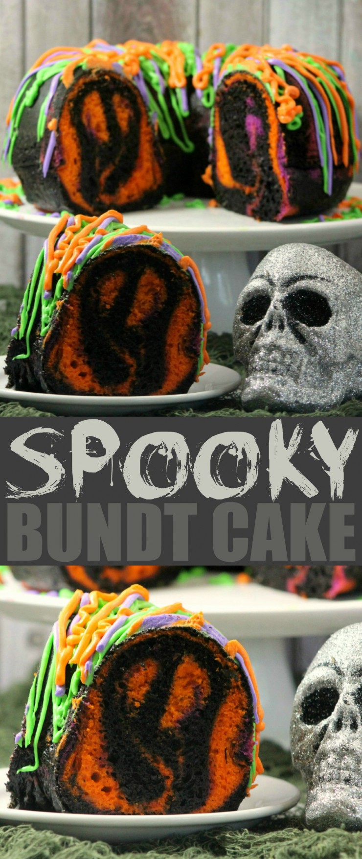 This spooky bundt cake is bound to be the hit of any Halloween party. If you love surprise inside cakes, this one is super easy to pull off - easy enough to get your little ghouls involved in making it.