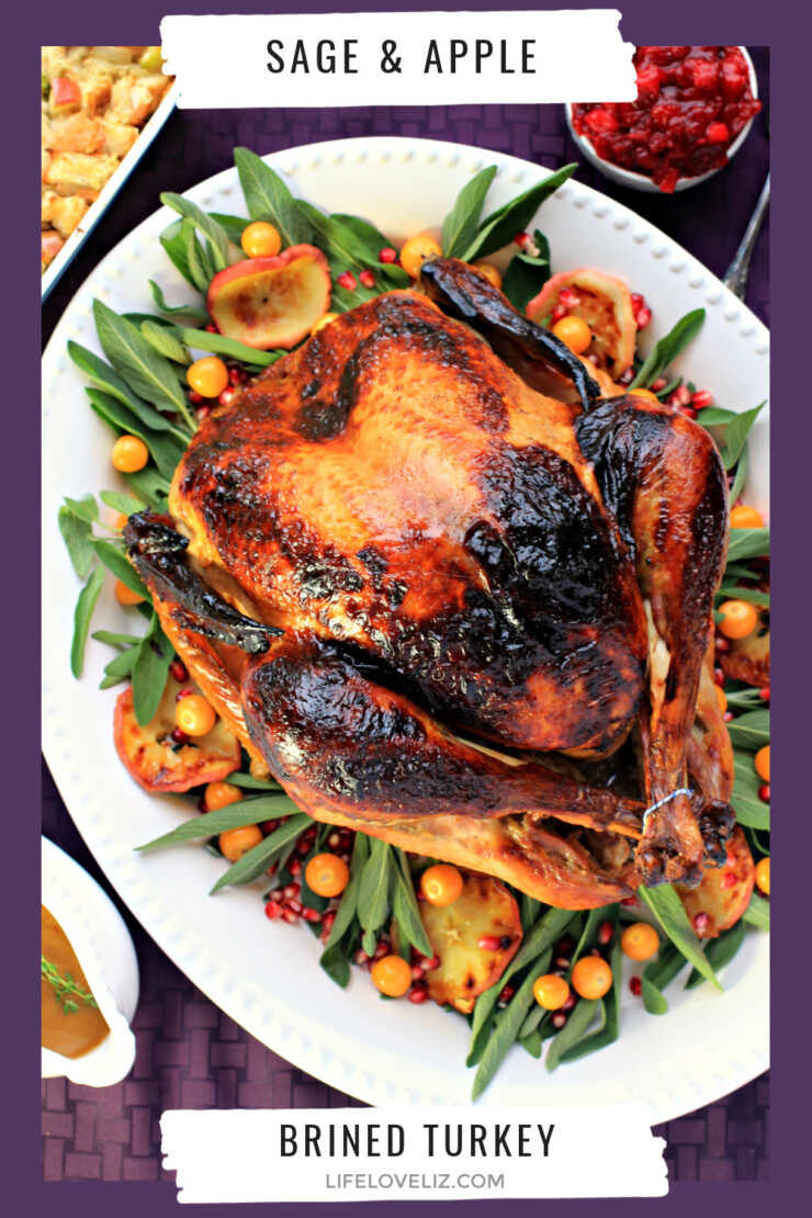 Enjoy this Sage & Apple Brined Turkey for Thanksgiving dinner this year. This brined turkey is perfectly moist and flavoured with sage and apples - a quintessentially autumn flavour pairing.