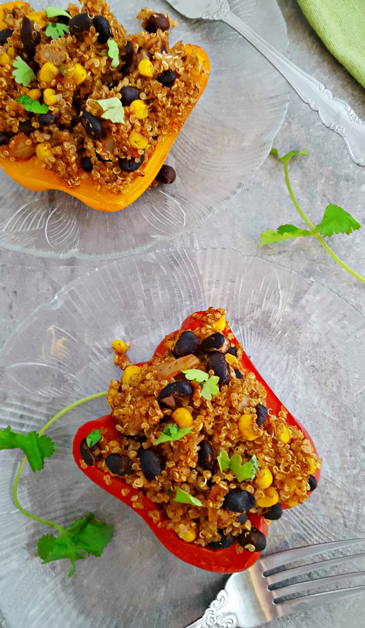 This recipe for Mexican Quinoa Stuffed Peppers is full of flavour and makes for a healthy family meal. This is a great Mexican inspired dish.