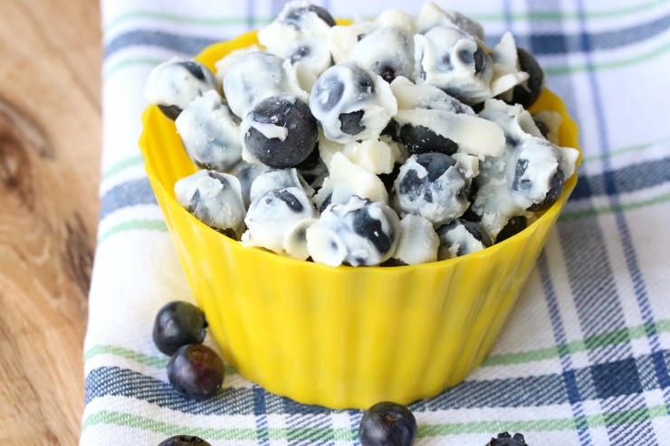 These Frozen Maple Yoghurt Blueberries make for a tasty summer treat. These little blueberry bites are easy to throw together and so very delicious. The yoghurt is a great way to have a more balanced snack with this cool treat.