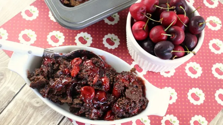 Chocolate Cherry Dump Cake is a super easy dessert that literally anyone can make. With just a handful of ingredients you probably have everything you need in your pantry right now to whip up a delicious pan of this chocolate cake layered over a bed of cherry pie filling.