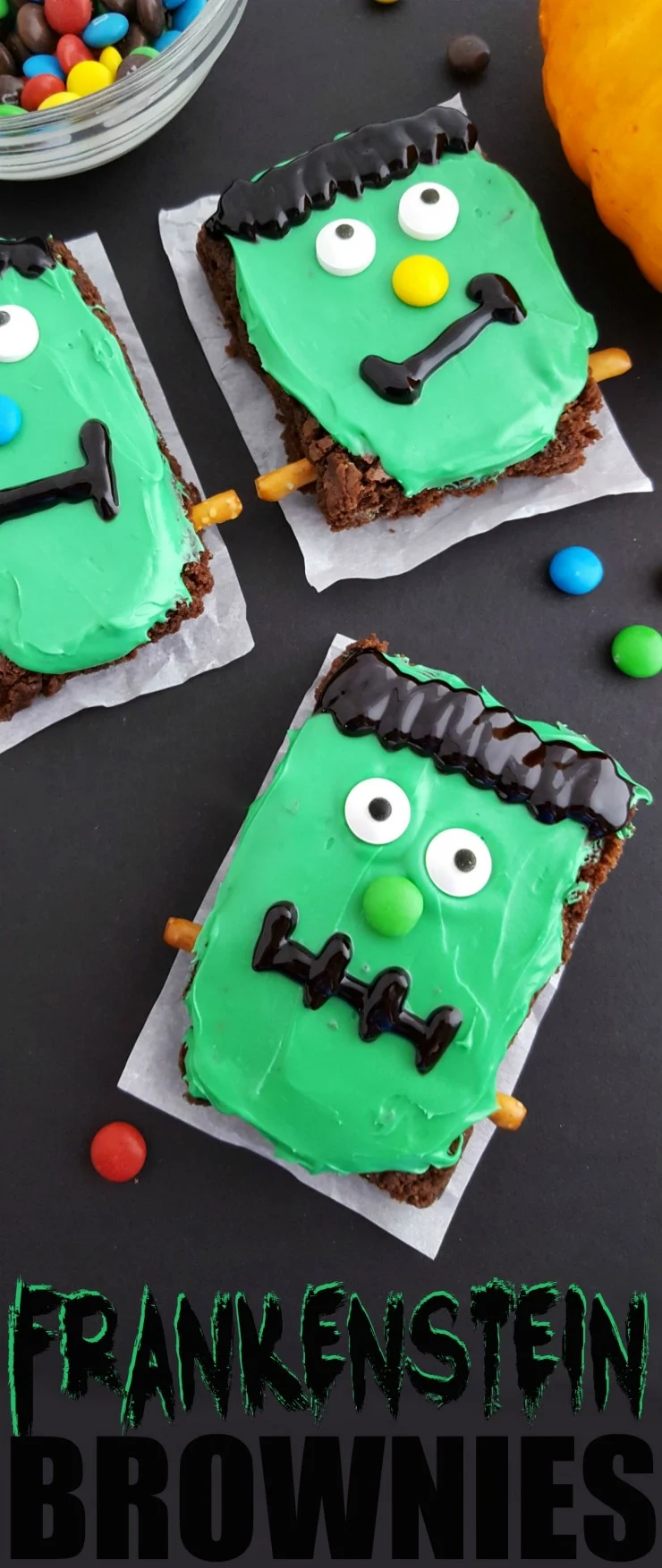 These Frankenstein Brownies are a cute Halloween treat that are a little spooky and a little bit sweet. Perfect for Halloween parties, kids are sure to love this ghoulish treat!