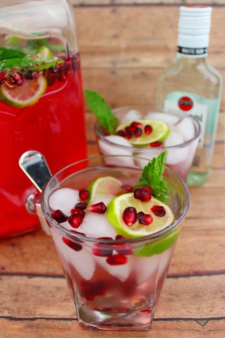 This Pomegranate Mojito is a festive winter cocktail perfect for serving at holiday parties. It is delicious and sure to be a hit at your New Years eve bash or for pre-Christmas dinner drinks. 