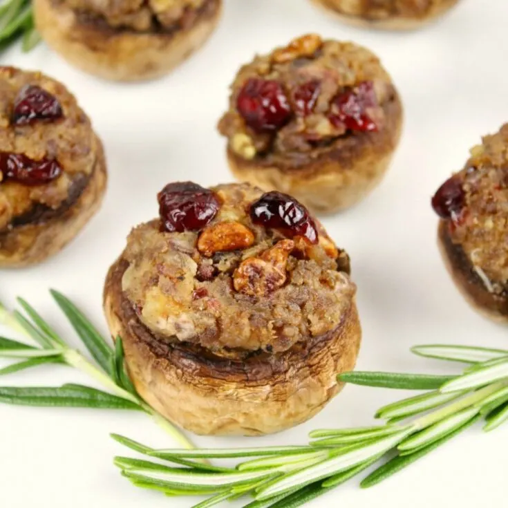 Cranberry Pecan Stuffed Mushrooms with Goat Cheese