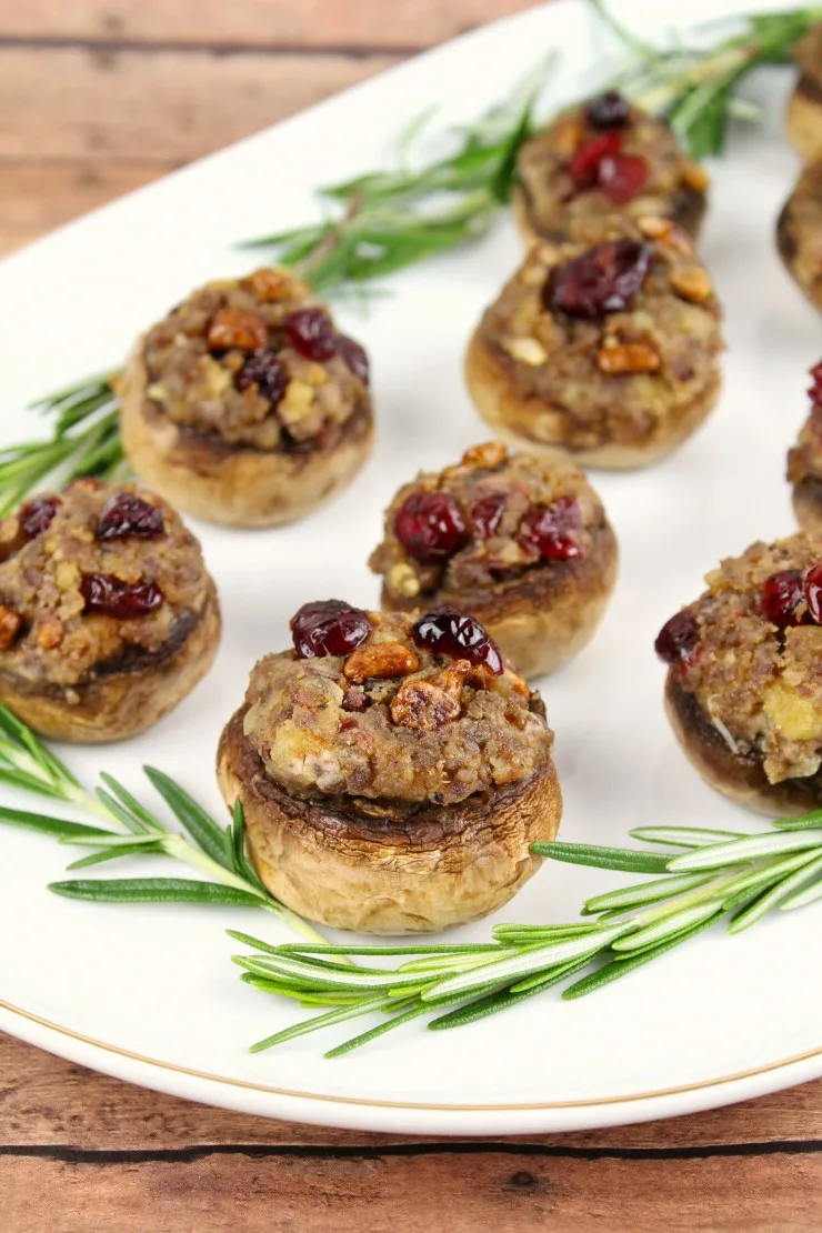 These Cranberry Pecan Stuffed Mushrooms with Goat Cheese are a tasty holiday appetizer that will impress your guests.