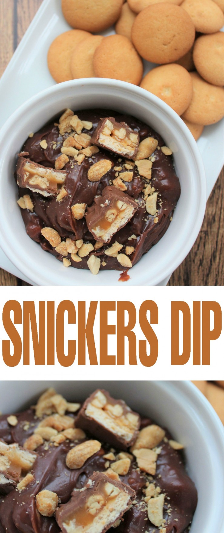 This snickers dip is a delicious treat to serve guests, and a fabulous way to use up some of that Halloween candy!