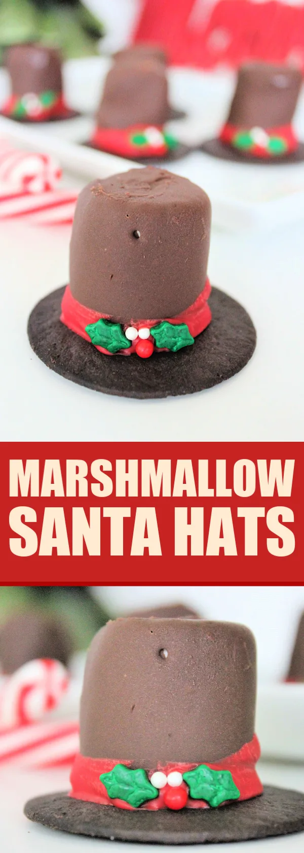 These Marshmallow Frosty Hats are a tasty, seasonal treat that can be eaten alone or serve as adorable cupcake toppers!