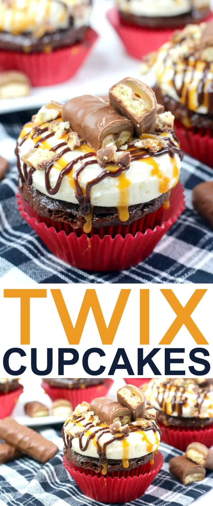 This decadent Twix cupcakes recipe features a from-scratch chocolate cupcake recipe topped with a luscious caramel buttercream.