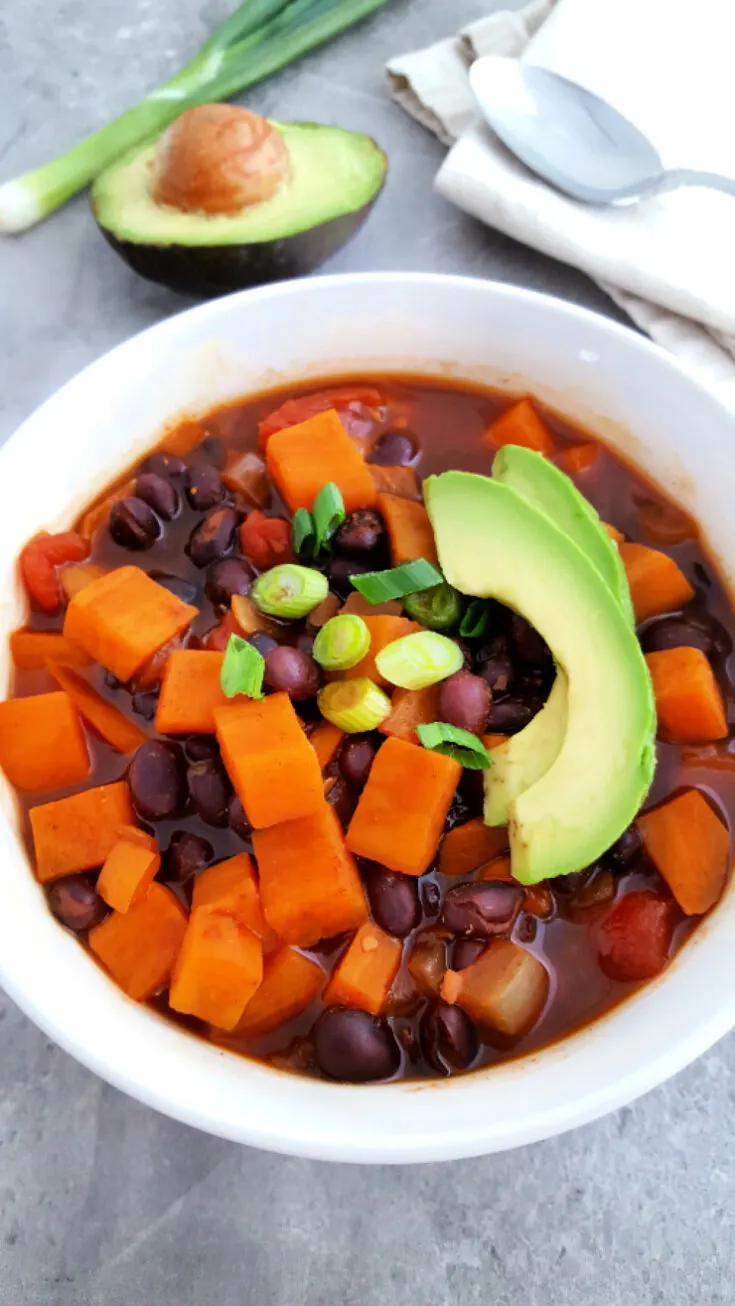Vegan Black Bean Chili with Sweet Potato