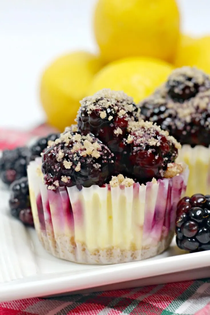 Mini Lemon Blackberry Cheesecakes