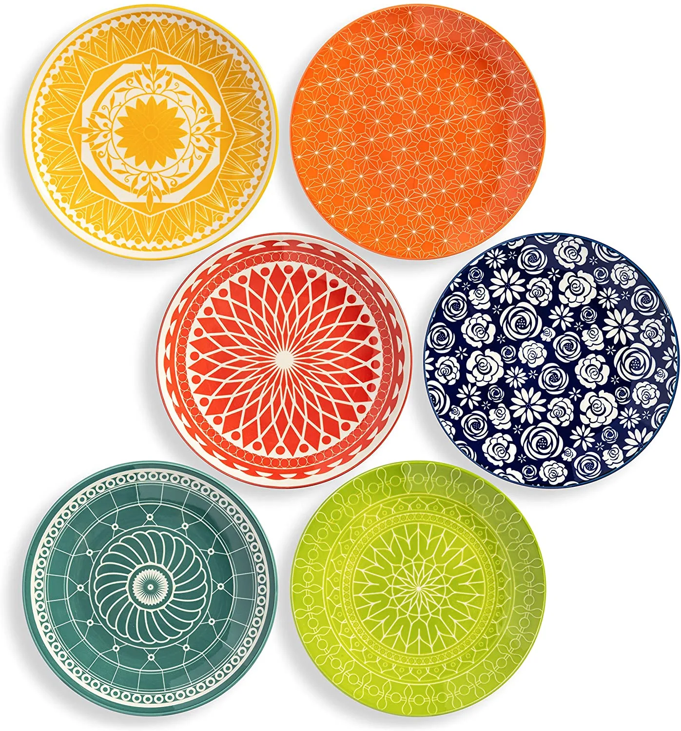 Annovero Salad/Luncheon Plates, Set of 6 Porcelain Plates