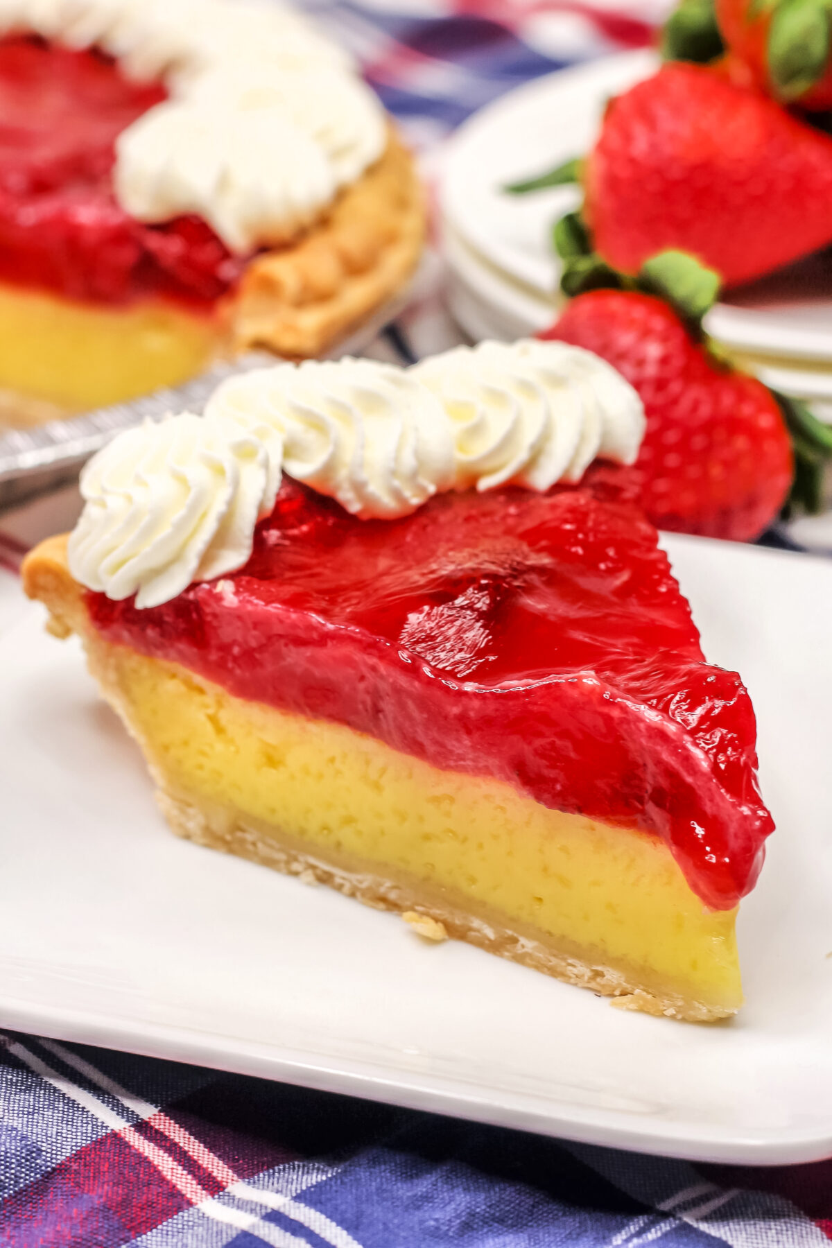 Smooth, custardy, tangy and sweet, this Strawberry Lemon Chess Pie is made with the classic recipe then topped with strawberry pie filling!