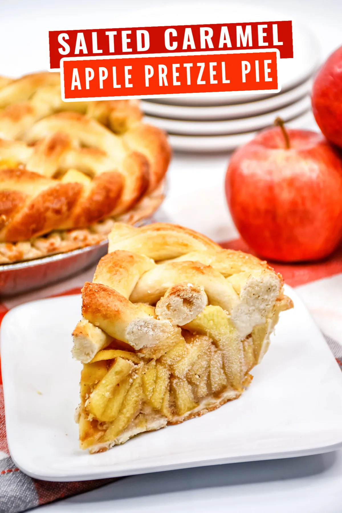 The perfect fall dessert with apples, caramel and pretzel – this Salted Caramel Apple Pretzel Pie Recipe is sweet, salty and creamy.