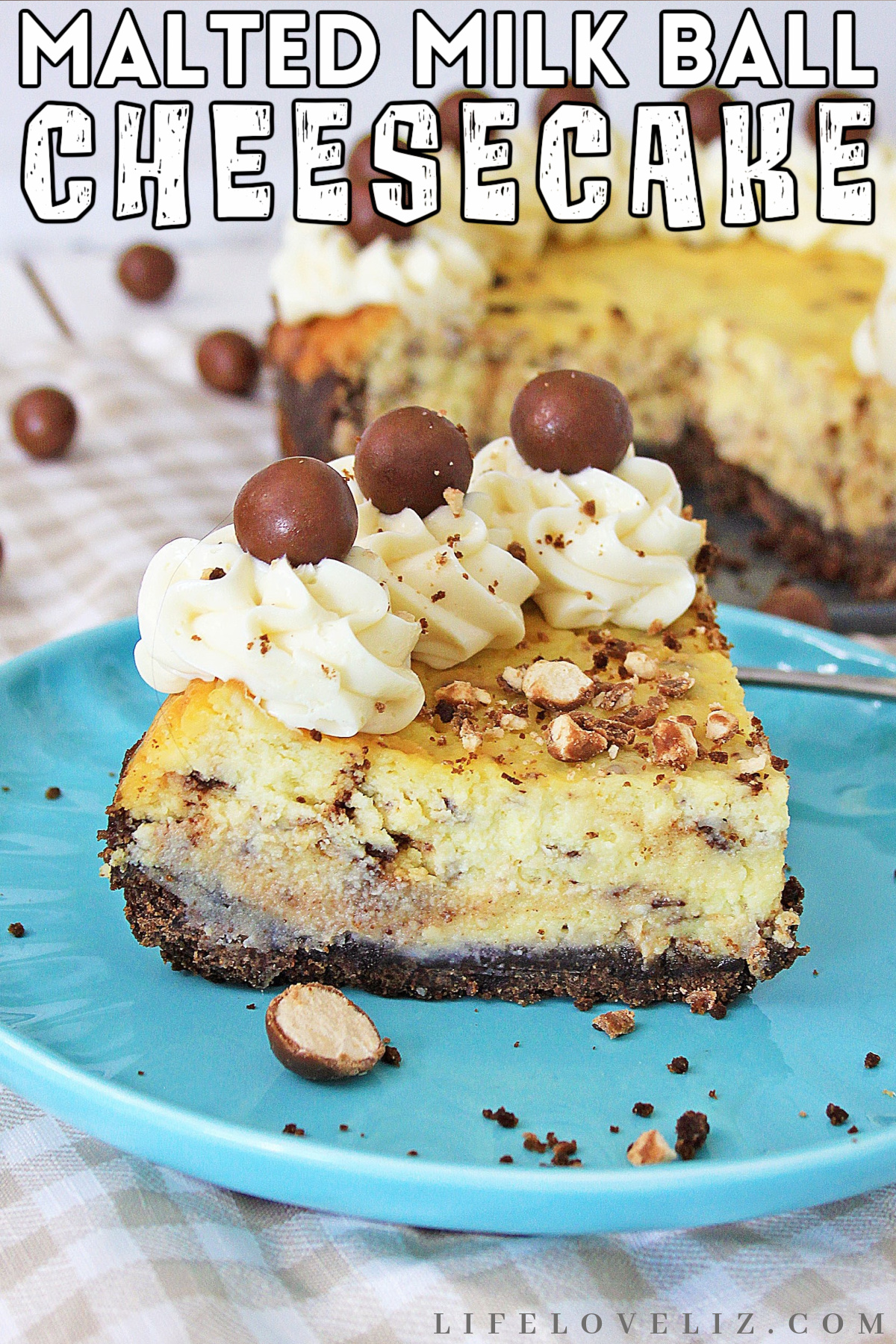 This Instant Pot Malted Milk Ball cheesecake is a creamy and fun dessert filled with whoppers that you can make in less than an hour.