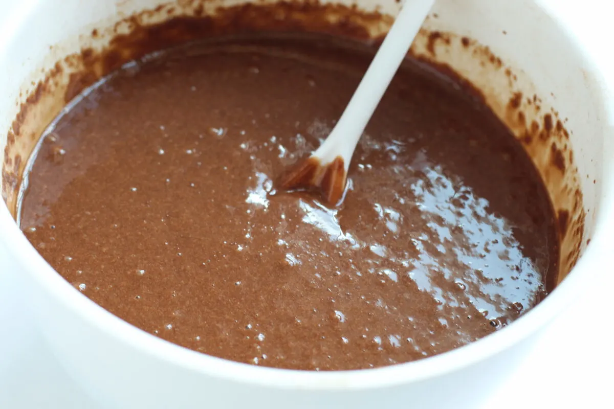 Chocolate batter in bowl.
