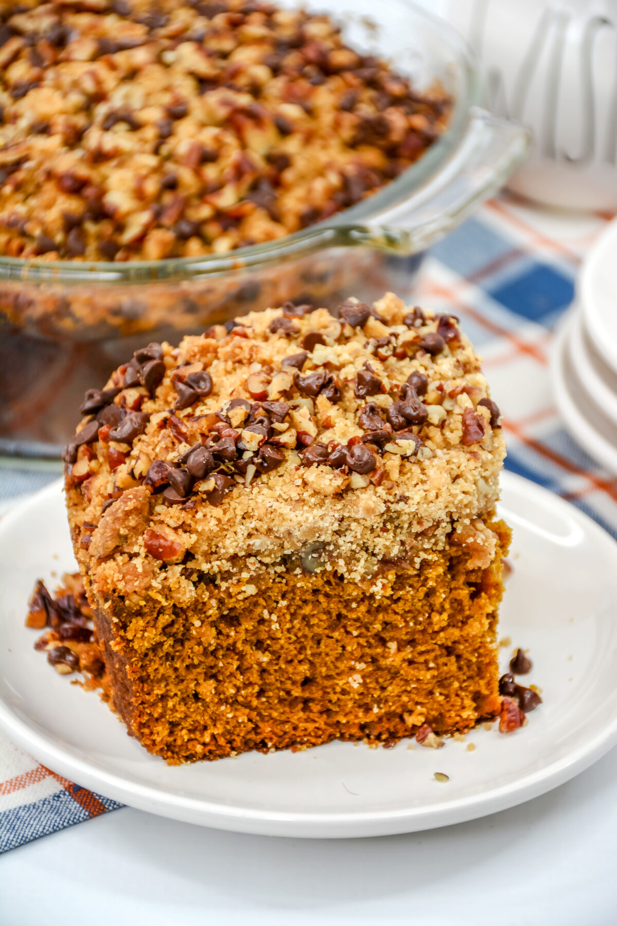 Looking for a delicious Fall dessert? This easy pecan pumpkin coffee cake will fit the bill with its moist, tender texture and hint of spice.