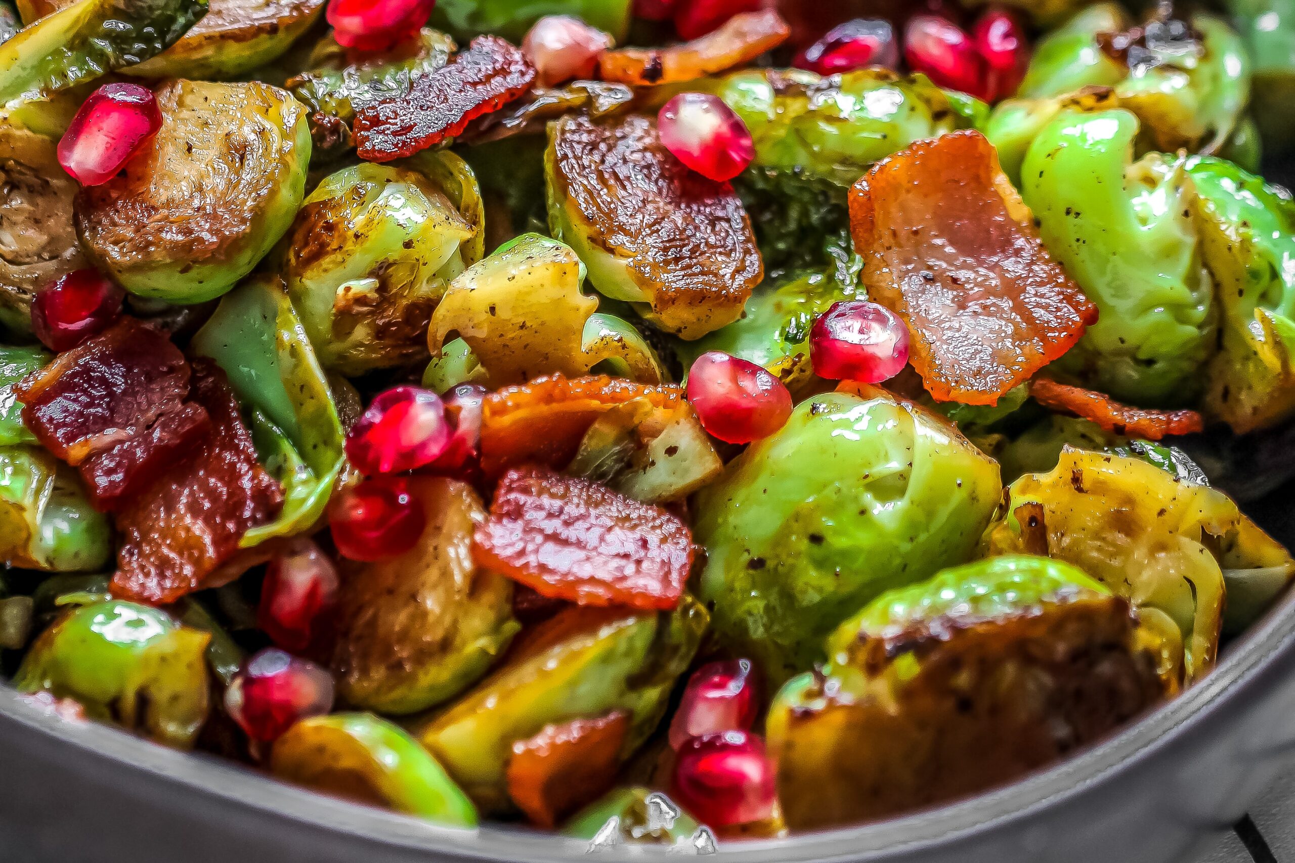 Bacon & Pomegranate Roasted Brussels Sprouts