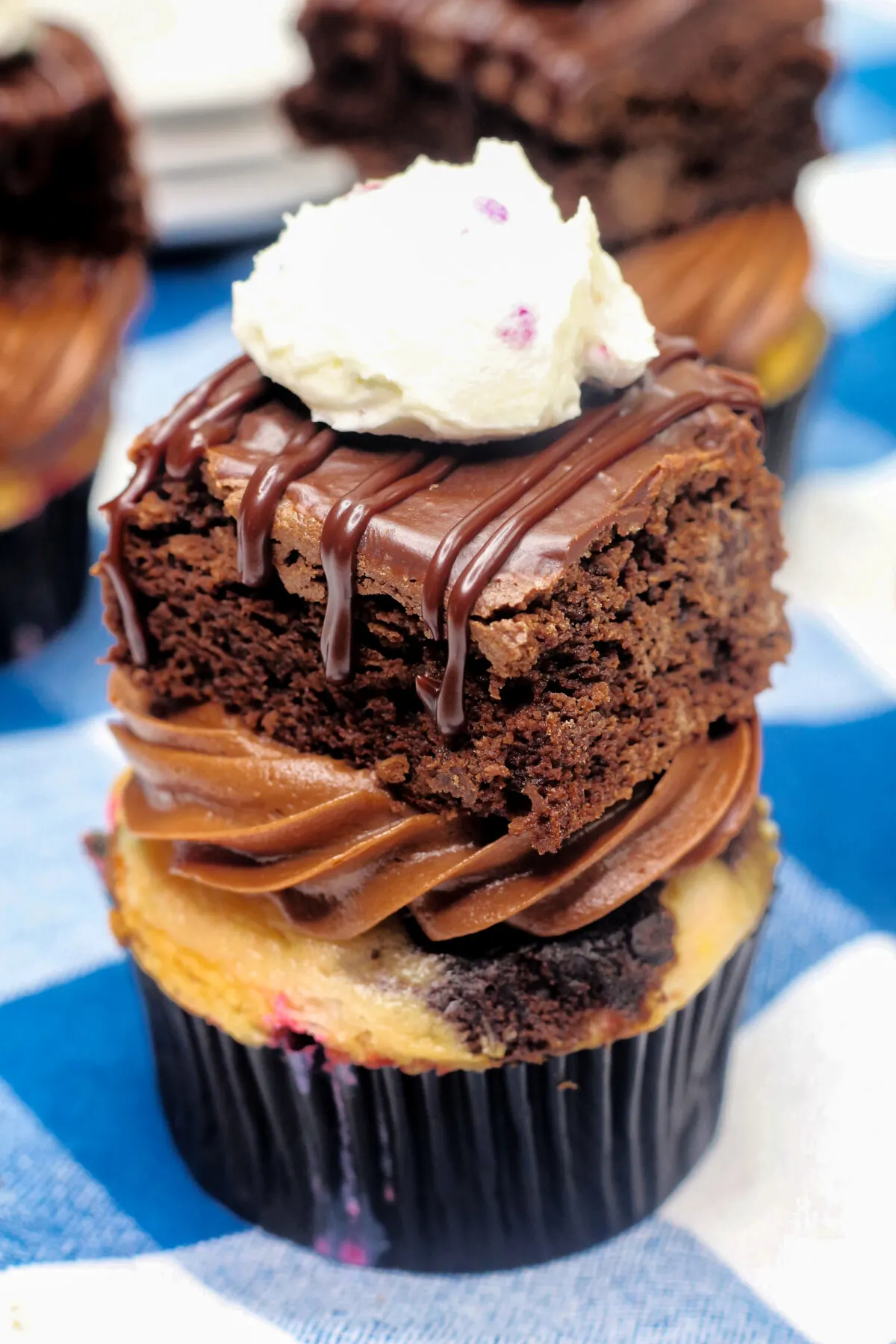 We've taken two of our favorite desserts, cupcakes and brownies, and combined them into one amazing treat! Easy to make with box mixes!